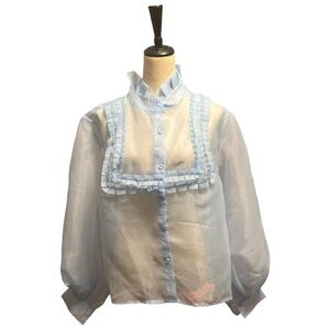 Stylewe style sheer see through long sleeve button up top size M NWT